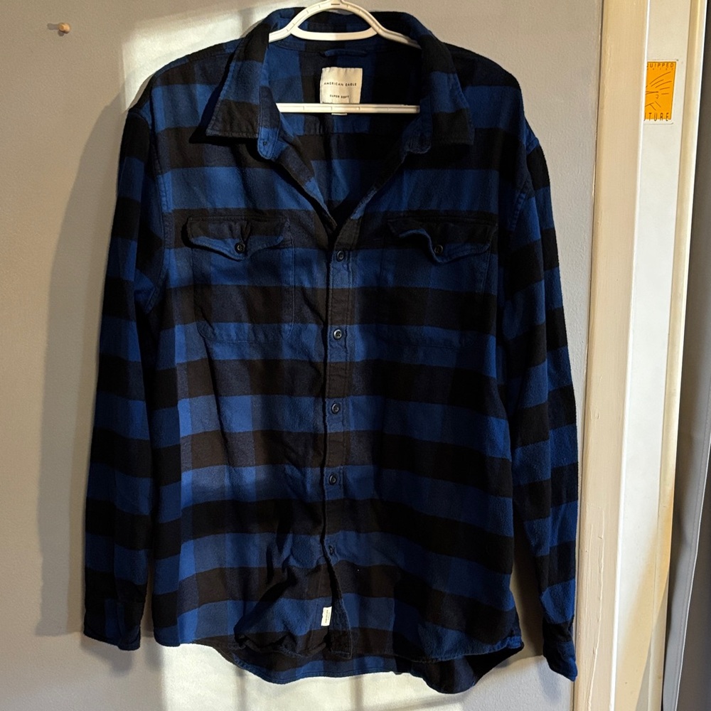 American Eagle Super Soft Blue Plaid Shirt